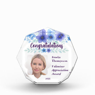 Floral Volunteer Appreciation Award Keepsake Photo Block