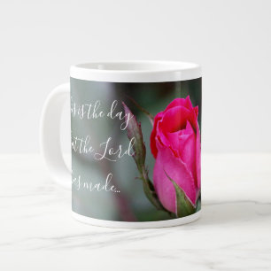 Floral w/ Verse; red rose blossom, Psalm 118:24 Large Coffee Mug