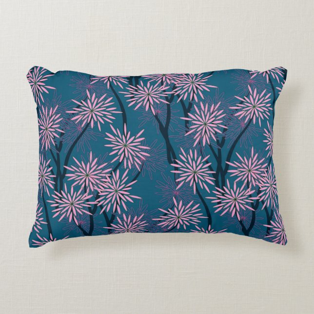 Floral wallpaper: Asian navy blue, pink. Accent Pillow (Front)