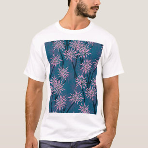 Floral wallpaper: Asian navy blue, pink. T-Shirt