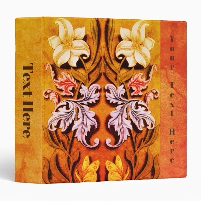 Floral Wallpaper Border Vintage Personalized Binder (Front/Spine)