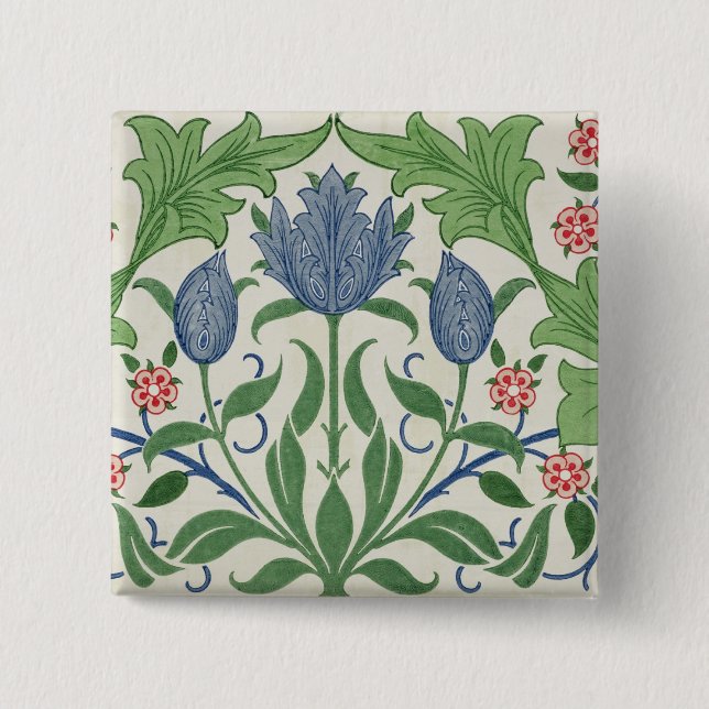 Floral wallpaper design 2 inch square button (Front)