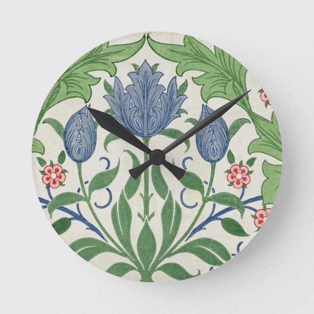 Floral wallpaper design round clock (Front)