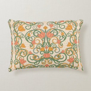 Floral wallpaper in art nouveau style, Vintage ill Accent Pillow