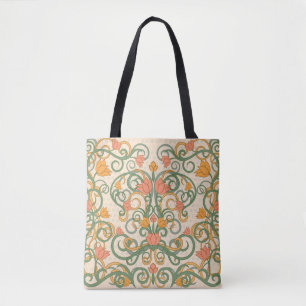 Floral wallpaper in art nouveau style, Vintage ill Tote Bag