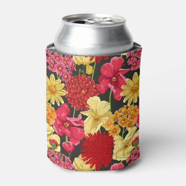 Floral wallpaper in watercolor style can cooler (Can Front)