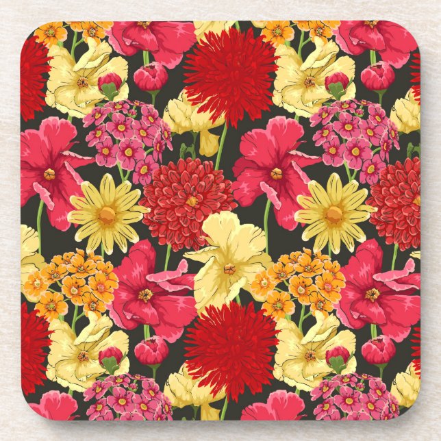 Floral wallpaper in watercolor style coaster (Front)