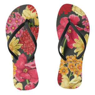 Floral wallpaper in watercolor style flip flops