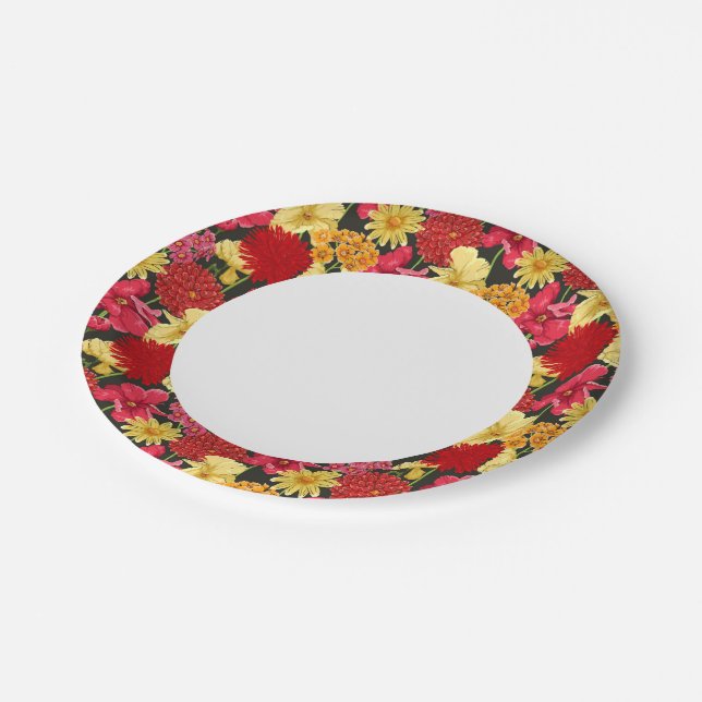 Floral wallpaper in watercolor style paper plate (Angled)