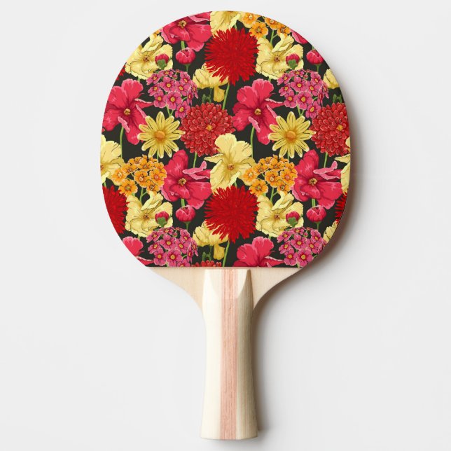 Floral wallpaper in watercolor style ping pong paddle (Front)