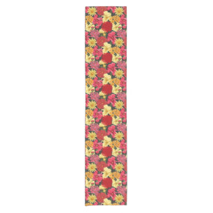 Floral wallpaper in watercolor style short table runner