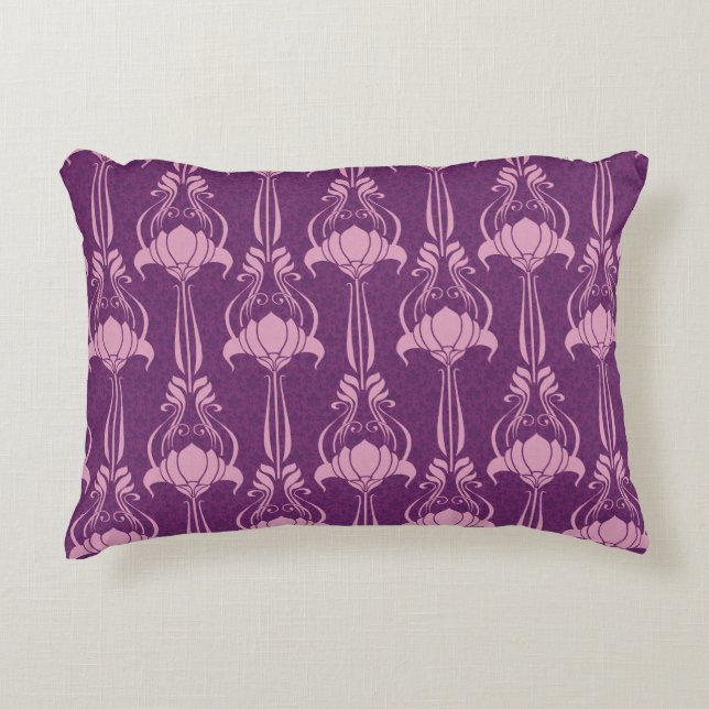 Floral Wallpaper Pink Violet Design Accent Pillow (Front)