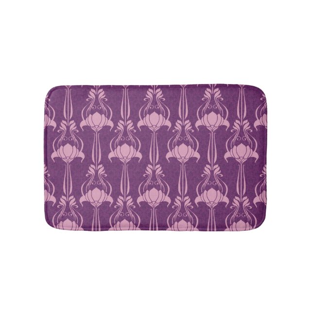 Floral Wallpaper Pink Violet Design Bath Mat (Front)