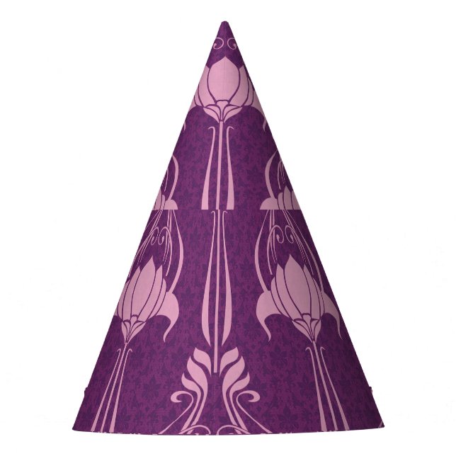 Floral Wallpaper Pink Violet Design Party Hat (Front)