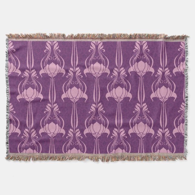 Floral Wallpaper Pink Violet Design Throw Blanket (Front)