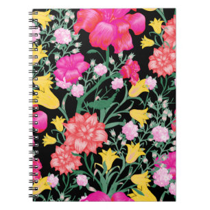 Floral Wallpaper with Big Flowers. Seamless Patter Notebook
