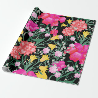 Floral Wallpaper with Big Flowers. Seamless Patter Wrapping Paper