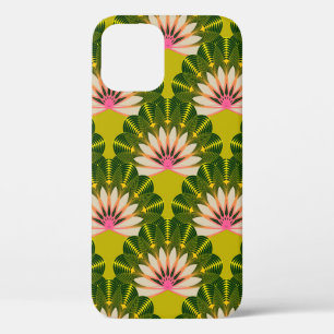 floral wallpaper with stylized lotus scales in pin iPhone 12 case