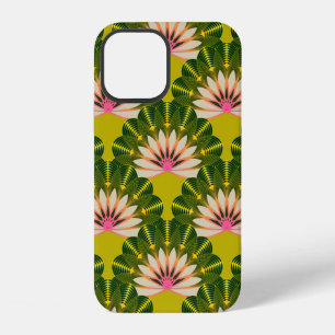 floral wallpaper with stylized lotus scales in pin iPhone 12 case