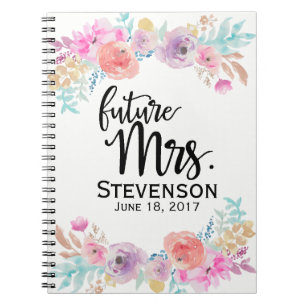 Floral Water Colour Future Mrs. Notebook