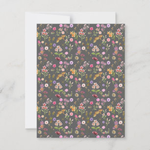 floral water colour pattern- pink, purple, green- holiday card