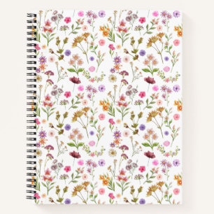 floral water colour pattern- pink, purple, green notebook