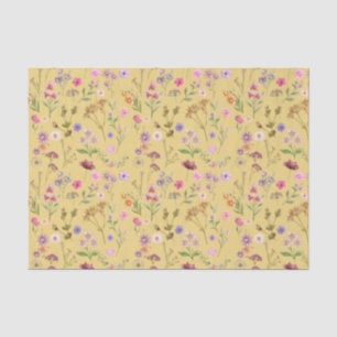 floral water colour pattern- pink, purple, green- tissue paper