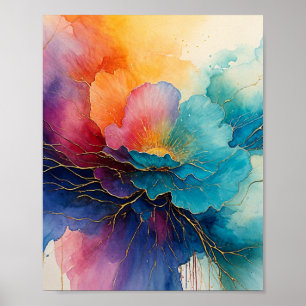 Floral Water paint with floating Poster