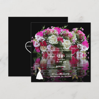 Floral water reflex invitation