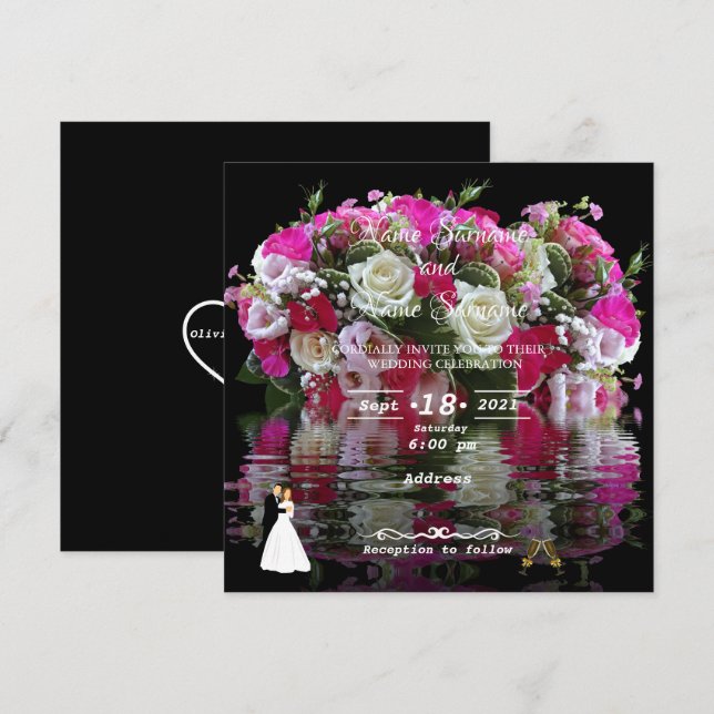 Floral water reflex invitation (Front/Back)