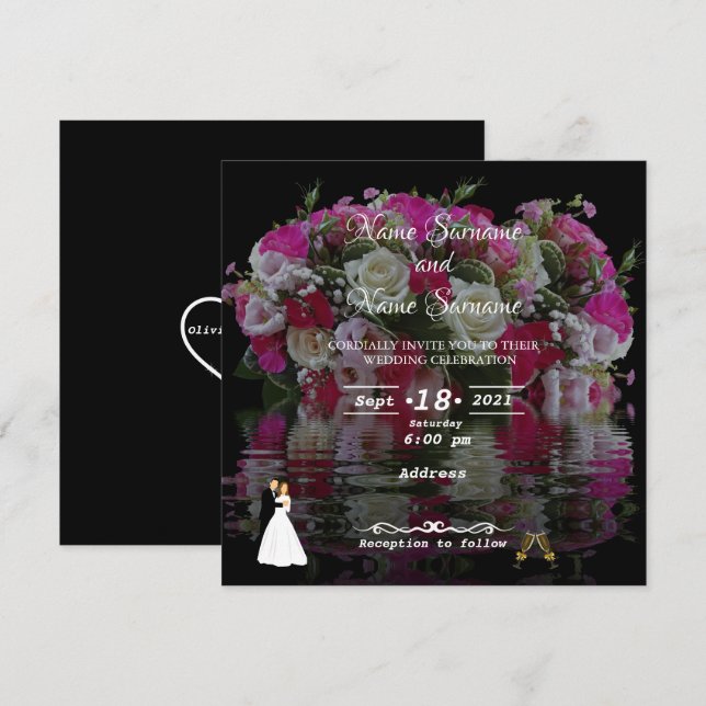 Floral water reflex invitation (Front/Back)