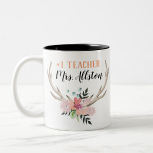 Floral Watercolor #1 Teacher Name Gift Mug
