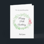 Floral Watercolor 24th Birthday Card<br><div class="desc">A watercolor floral 24th birthday card for her, which you will be able to easily personalize the front with her name. The inside message of this pretty birthday card reads a heartfelt message, which you can also personalize if you wanted. The back has the same watercolor laurel with pink flowers...</div>