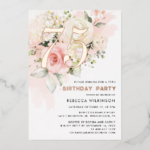 Floral Watercolor 75th Birthday Party