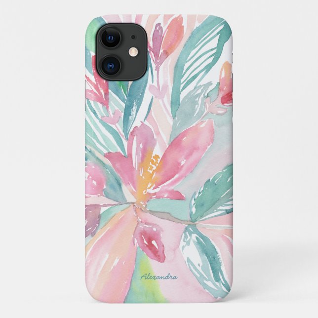 Floral Watercolor Art Custom Phone case (Back)