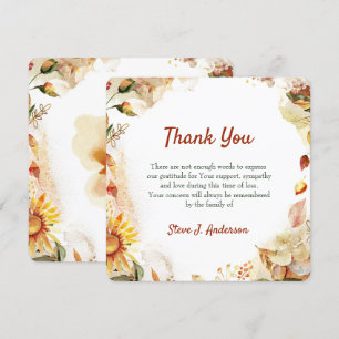 Floral Watercolor Autum Funeral Thank You Card