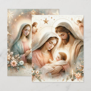 Floral Watercolor Baby Jesus Scrapbook Printable Invitation