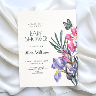 Floral watercolor baby shower invitation