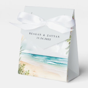 Floral Watercolor Beach Scene Summer Wedding Favor Box