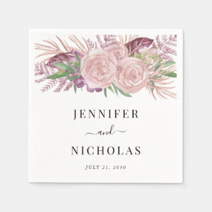 Floral Watercolor Blush Pink Wedding Napkin
