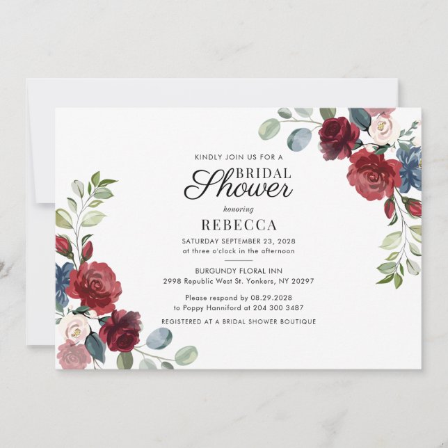 Floral Watercolor Boho Bridal Shower Invitation (Front)