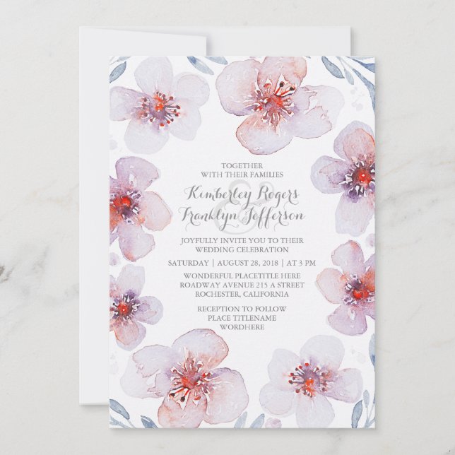 Floral Watercolor -Botanical Garden Modern Wedding Invitation (Front)