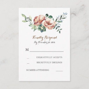floral watercolor bouquet fall ivory wedding rsvp card
