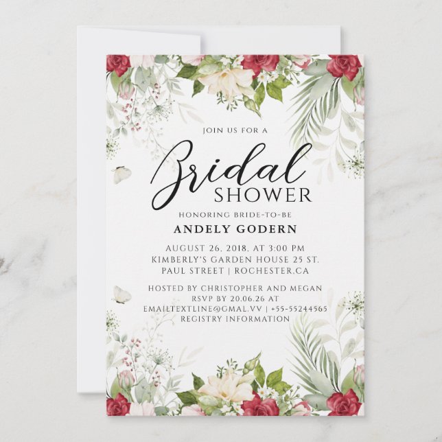 Floral Watercolor Bridal Shower Invitation (Front)