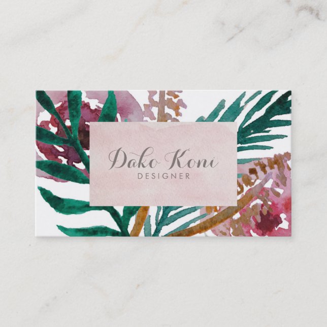Floral watercolor business card (Front)
