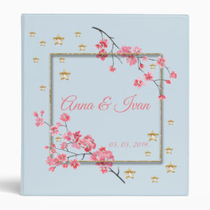 floral watercolor, cherry blossom, personalized binder