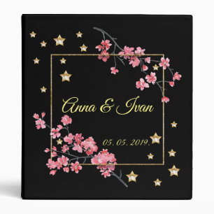 floral watercolor, cherry blossom, personalized binder