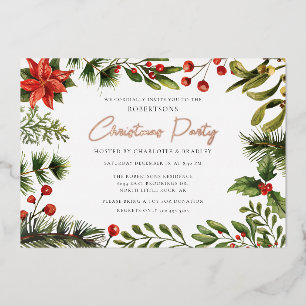 Floral Watercolor Christmas Party Rose Gold