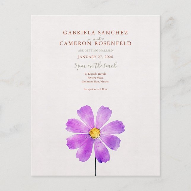 Floral Watercolor Cosmos Daisy Terracotta Wedding (Front)
