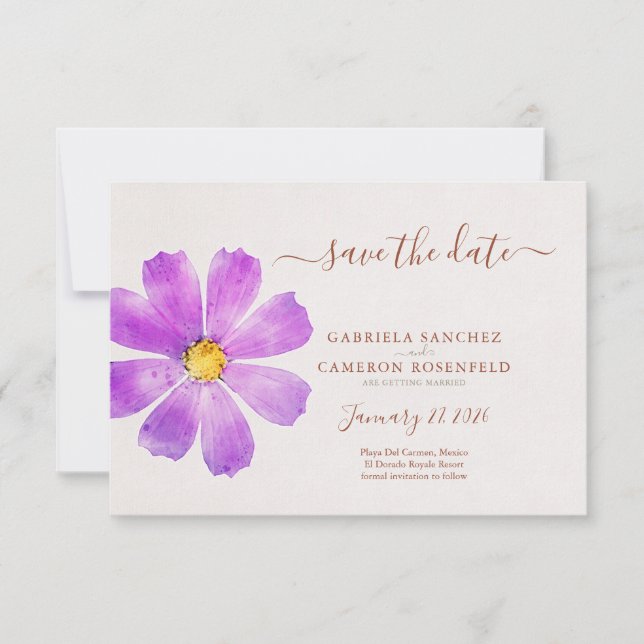 Floral Watercolor Cosmos Daisy Terracotta Wedding (Front)